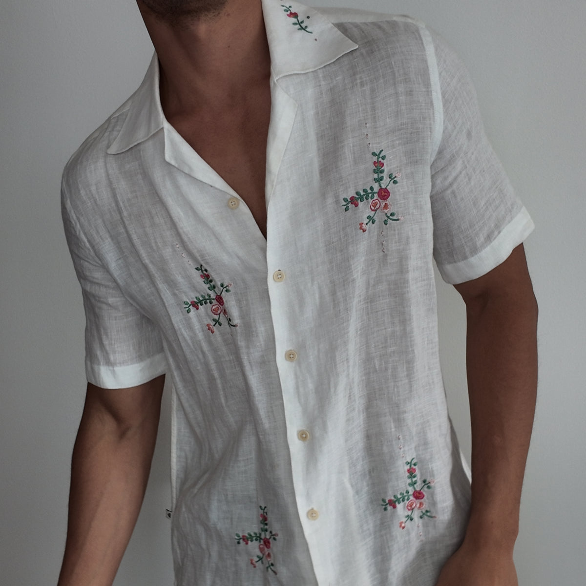 Camisa Lino Flores