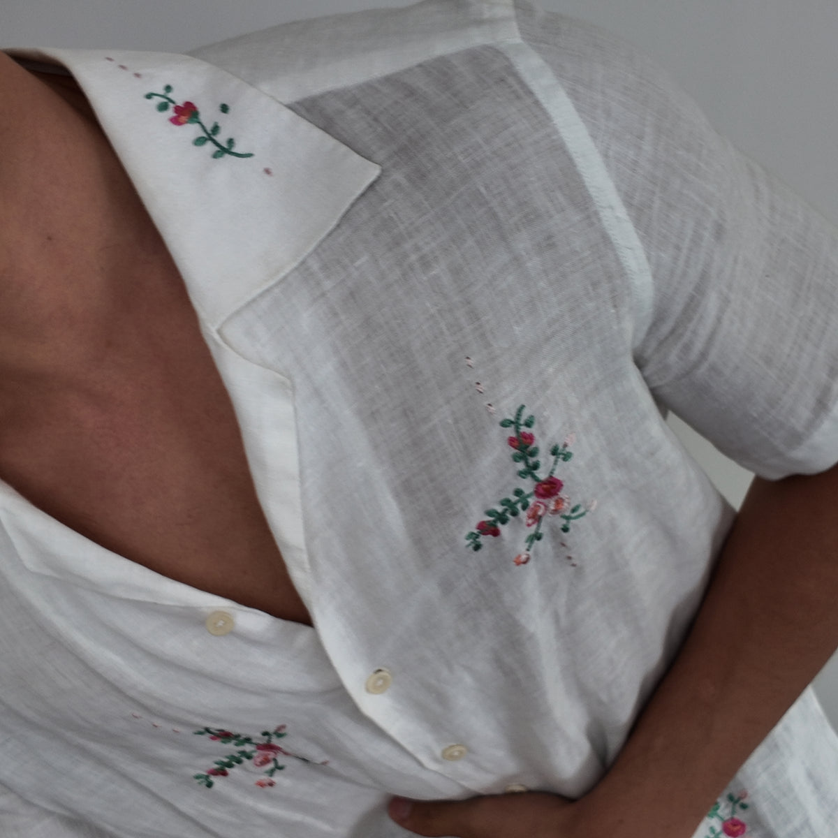Camisa Lino Flores