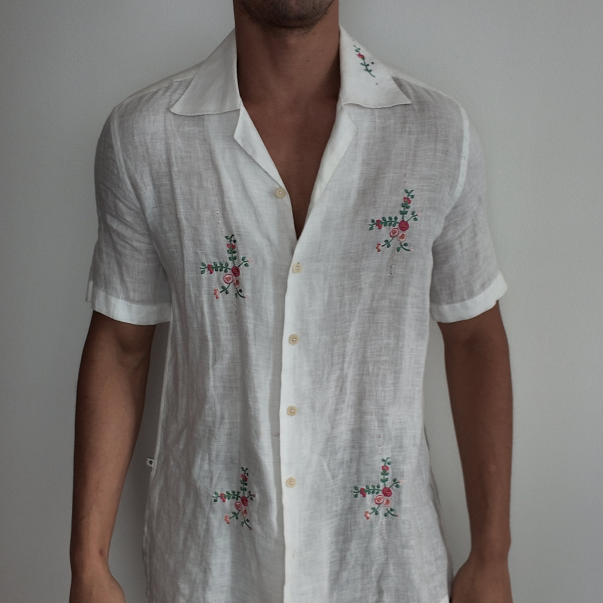Camisa Lino Flores
